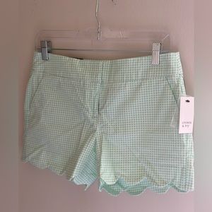 NWT Aqua Green and White Checkered Plaid PREPPY Shorts
